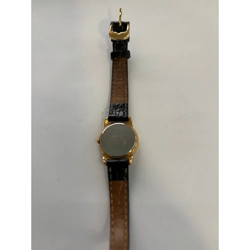 Vintage Seiko Gold Tone Watch Black Dial Dainty NOT TESTED